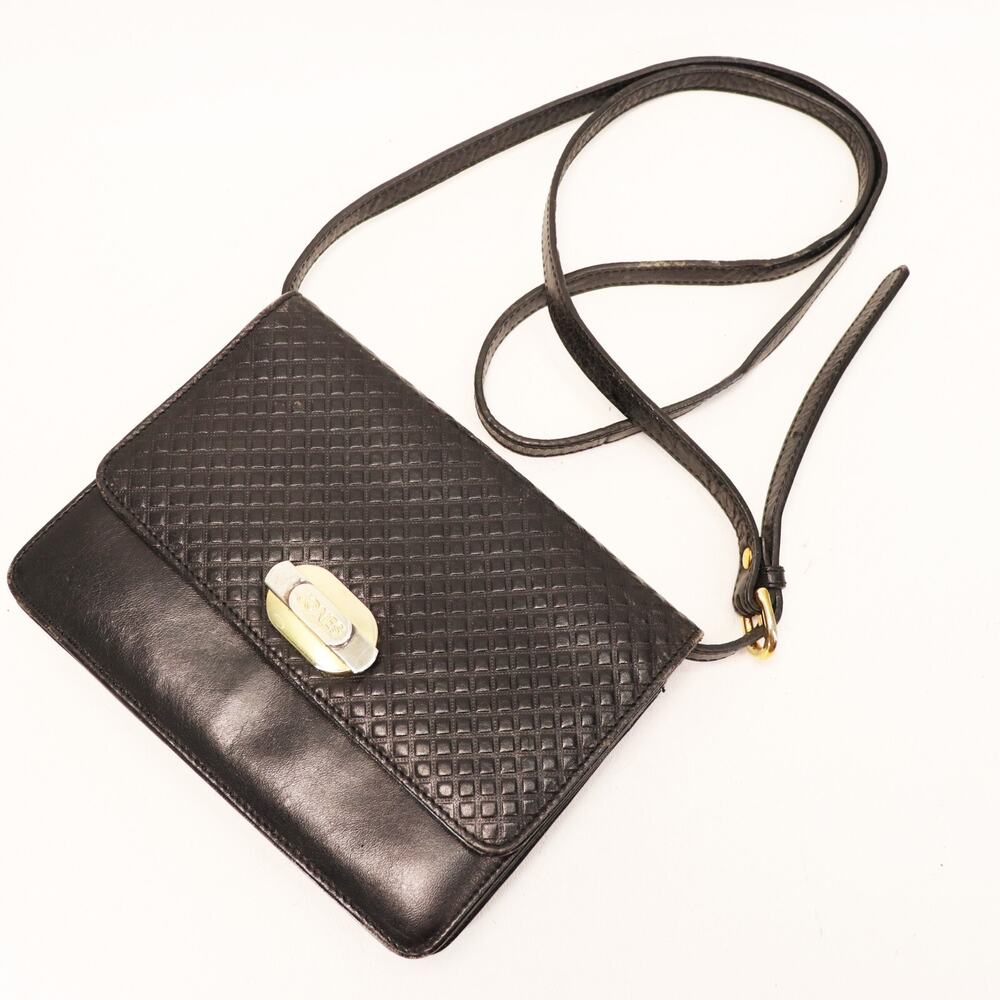 Jones New York Purse Small Black Leather Crossbody Handbag Chain Shoulder Bag